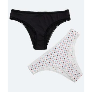Imagem de Kit 2 Calcinhas Biquíni Estampada Marisa-36028, Preto, G