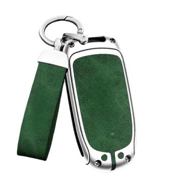 Imagem de Capa de couro para chave de carro de liga de zinco compatível com Jeep Renegade Compass Cherokee Grand compatível com Chrysler 300C Wrangler acessórios(A-silver green)