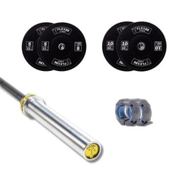 Imagem de Kit com 1 Barra Feminina + presilhas + 2 anilhas de 5kg + 2 - Flex Fit