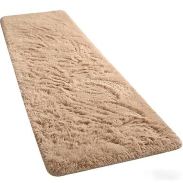 Imagem de Tapete Passadeira 1.00m x 0.60m Antiderrapante - Felpudo Peludo, Ideal para Corredores, Quartos e Salas, Adiciona Conforto e Decoração Residencial (Bege)