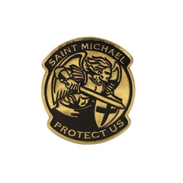 Imagem de Adesivo Saint Michael Protect Us Morale – Patch tático com gancho nas costas – Cor dourada/preta