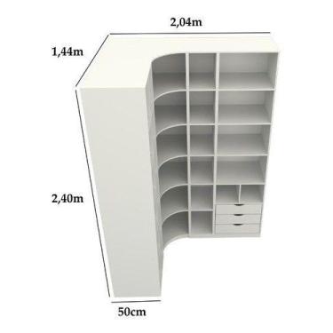 Imagem de Kit Closet Modulado Armário Colmeia Cabideiro Canto M80 - VETORIAL MÓV