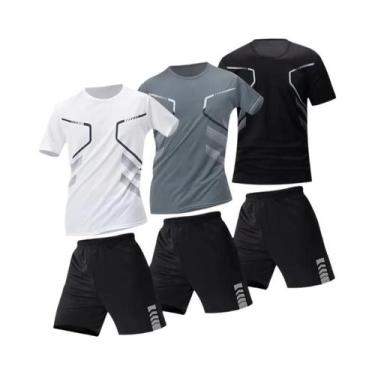 Imagem de Camiseta De Fitness Masculina plus Size De Secagem Rápida Com Estampa,