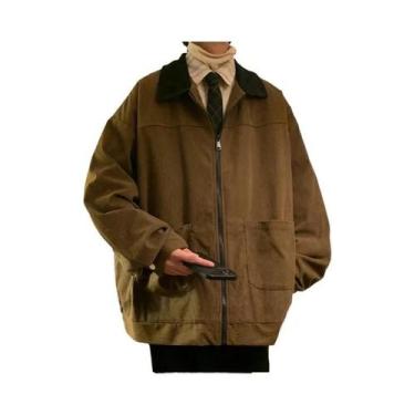 Imagem de Jaqueta Bomber Vintage Estilo Americano Para Homens, Com Zíper, Corta-