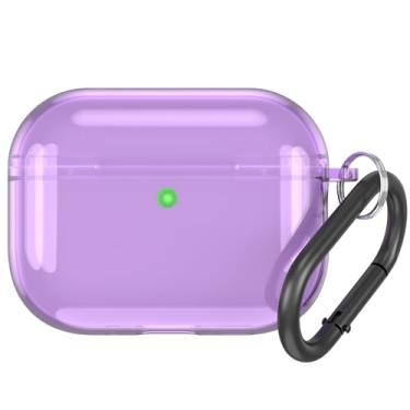 Imagem de Capa para AirPods 4 com chaveiro, capa de silicone transparente, capa protetora de pele macia, capa de fone de ouvido antiqueda (roxo, AirpodsPro3)
