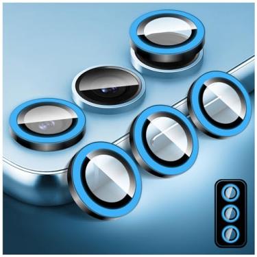 Imagem de Kucheed Protetor de lente de câmera luminoso para Samsung Galaxy S24/S23/S23+/S23 FE, protetor de tela de vidro temperado colorido noctilucente, alinhamento automático, anéis de liga de alumínio