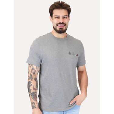 Imagem de Camiseta Tommy Hilfiger Masculina Regular Small Crest Outline Cinza Mescla-Masculino