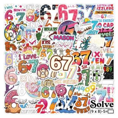Imagem de 100 peças 6 7 Funny Meme Six Seven Vinyl Stickers Pack - Decalques à prova d'água para laptop, telefone, garrafas de água, carros, computadores, presentes para adultos, adolescentes e crianças