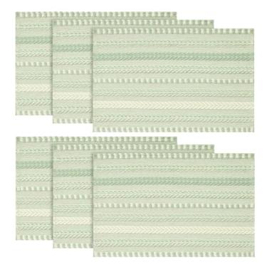 Imagem de Artoid Mode Jogo americano listrado trançado de casa de fazenda verde sálvia, conjunto de 15,2 x 45,7 cm, decoração de mesa sazonal para festas, cozinhas, jantares