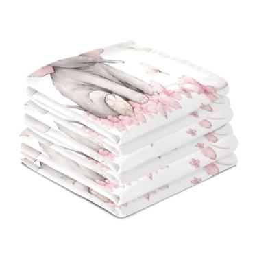 Imagem de Wassud Toalhas de cozinha rosa elefantes toalhas de prato de cozinha pacote com 6 panos de prato macios com laço para pendurar toalha de mão super absorvente de secagem rápida toalhas de chá de mesa
