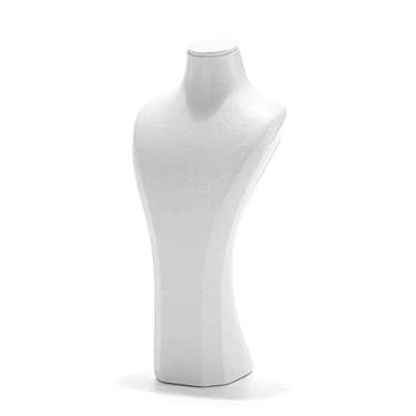 Imagem de Elegante joia de couro branco busto colar expositor corrente de suporte de feira, colares organizador de manequim (pequeno)