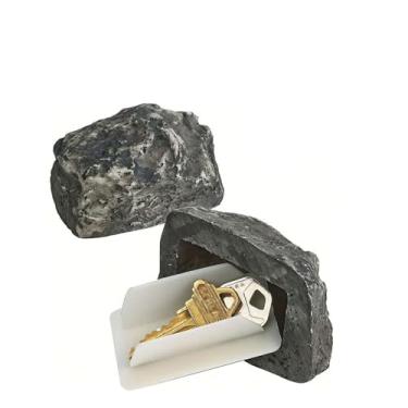 Imagem de Caixa de Chave Pedra Falsa Organizador Chaves Entrada Casa Decoração Pequena Simulada Armazenamento Seguro para Pátio Porta-Chaves Plástico Resistente