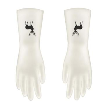 Imagem de Luvas de Cozinha Borracha Espessada Reutilizáveis -Deslizantes Limpeza para Lavagem Pratos Doméstica Multifuncional