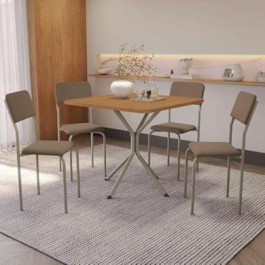 Imagem de Conjunto Mesa de Jantar com 4 Cadeiras Kappesberg Lia, Nikel e Cappuccino