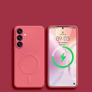 Imagem de Capa para Samsung Galaxy A55 S24 S25 Ultra S23 FE S22 S21 Plus A15 A35 5G (Para S21FE/Vermelho Camélia)