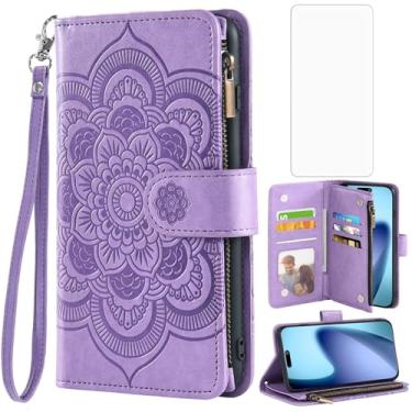 Imagem de Asuwish Capa de telefone para iPhone 17 Air 6,6 polegadas capa carteira com protetor de tela de vidro temperado e flor couro PU flip porta-cartão de crédito suporte acessórios celular i Phone17 i17