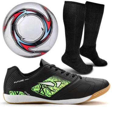 Imagem de Chuteira De Futsal Tênis Quadra Salão Costurada Original + Bola + Meião-Masculino