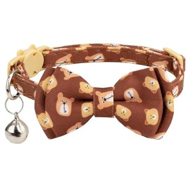 Imagem de Gyapet Coleira de gato gravata borboleta segurança breakaway sino 18-28 cm padrão de desenho animado sapo verde menino menina animal de estimação presente gatinho gatinho [1 peça] urso