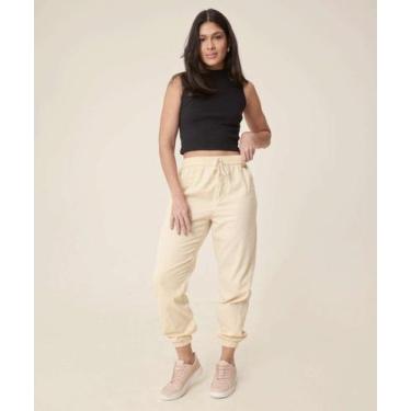 Imagem de Calça Jogger Feminina Sarja Bolsos Marisa-15058, Bege, PP