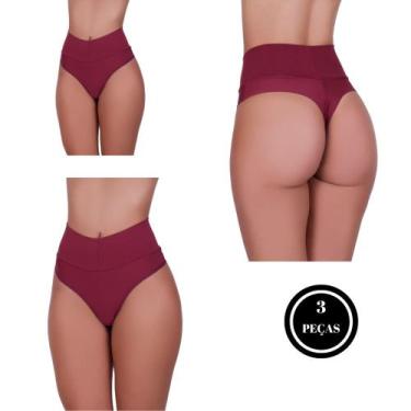 Imagem de Kit 3 Calcinha Fio Duplo e Cós Alto Microfibra Pós Parto - c8 KIT 3 BE