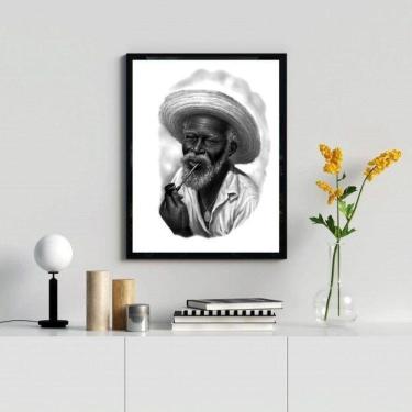 Imagem de Quadro Preto Velho- Desenho Preto E Branco 45X34Cm - Vidro