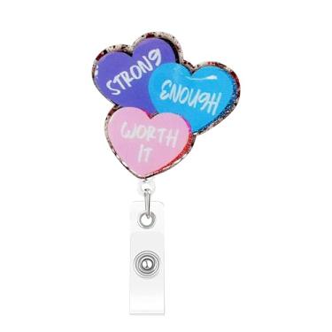 Imagem de Carretel de crachá retrátil para Dia dos Namorados, Encoraje corações para enfermeiras de enfermagem, RN MA CNA LPN, trabalhador médico e professor, presentes engraçados de enfermeira, porta-crachá de