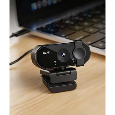 Imagem de Webcam 4K com foco automático AF, 6+2 lentes ópticas, redução de ruído ISP independente e microfones com cancelamento de ruído duplo, câmera de computador plug & play para zoom/equipes/Facetime