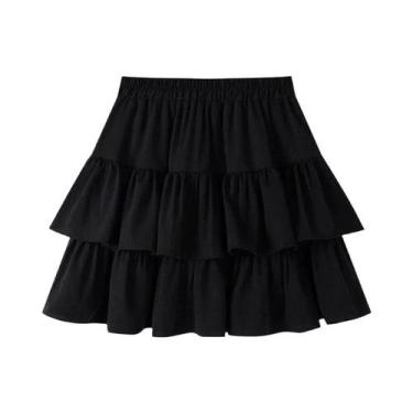 Imagem de Saia Plissada Branca Em a Para Mulheres Com Babados Em Camadas E Cintu