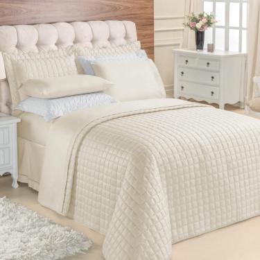 Imagem de Kit Top Line Cobre Leito Queen 180 Fios + Jogo De Lençol - 7 Peças Marfim