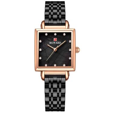 Imagem de Relógio De Pulso De Quartzo Quadrado Feminino Impermeável Com Strass Elegante Preto