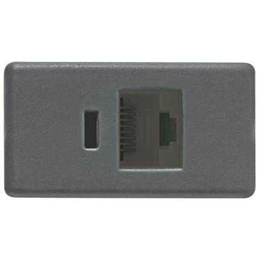 Imagem de Módulo Para Tomada Para Transmissão De Dados Rj45 Cat. 6e Tramontina Izyflat Grafite Tramontina