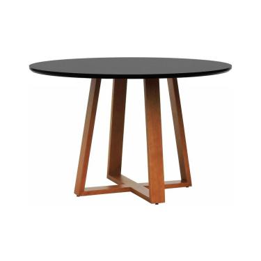 Imagem de Mesa De Jantar Madri Madeira Maciça - Amêndoa Tampo 120 Laqueado Preto