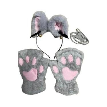 Imagem de Conjunto De Luvas De Inverno Com Patas De Gato, Luvas Fofas De Desenho