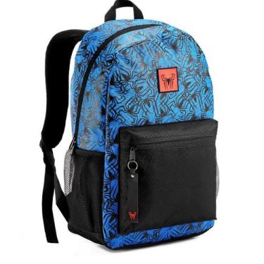 Imagem de Mochila Costas Juvenil Escolar Spiderman Homem Aranha Denlex, Azul