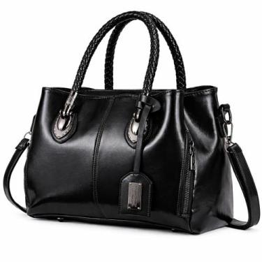 Imagem de BOLSA FEMININA DE OMBRO PRETA MODERNA ELEGANTE E ESPAÇOSA Cor:Preto - 