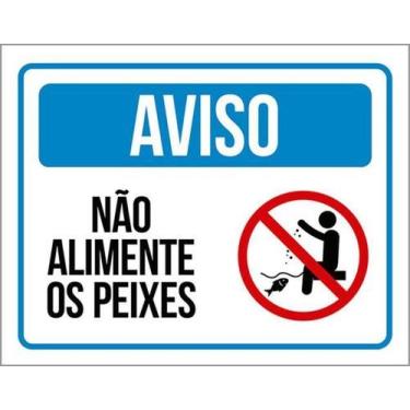 Imagem de Kit 5 Placas Aviso Não Alimente Os Peixes Desenho - Sinalizo