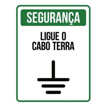 Imagem de Kit 10 Placas Segurança Ligue Cabo Terra Verde 36X46 - Sinalizo