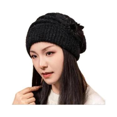 Imagem de Gorro De Lã Quente E Espesso Com Ponto Trançado, Proteção Contra O Ven