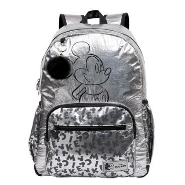 Imagem de Mochila Escolar De Costas Mickey Mouse Prata 15160 - Xeryus
