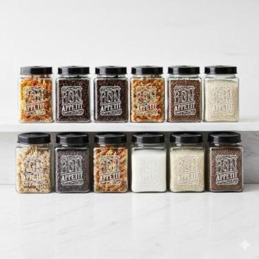 Imagem de Kit Conjunto Jogo De 12 Potes De Vidro Premium - 660Ml - Casambiente