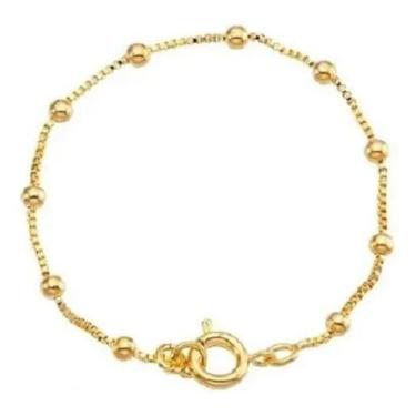 Imagem de Tornozeleira Dourada Bolinhas Folheada A Ouro 18K 23 Cm - De Castro Jo
