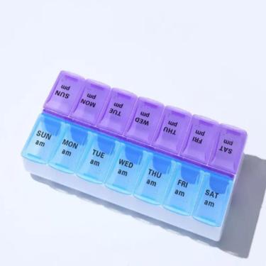 Imagem de Estojo Portatil Multiuso Com 2 Divisorias Semanais Para Remedios Suplementos E Capsulas Colorido E Compacto