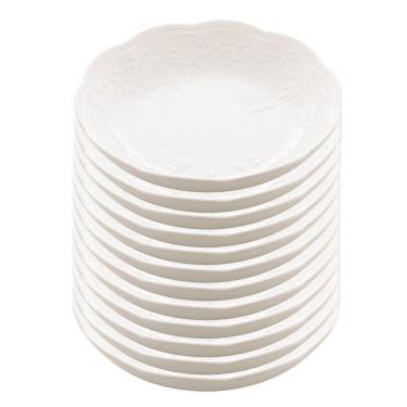 Imagem de Jogo 12 Prato Fundo Branco De Porcelana New Bone Butterfly Flower Flores 21cm Lyor