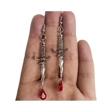 Imagem de Brincos De Adaga Vermelha Sangrenta: Joias Criativas De Halloween Para