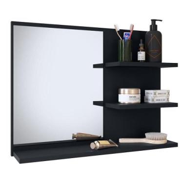 Imagem de Espelheira Parede Astra Pequena Prateleiras Organizadoras Espelho Banh