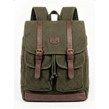 Imagem de Mochila Reforçada Vintage Lona Trabalho Faculdade Escola - Klizz, Verd