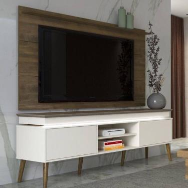 Imagem de Conjunto 2 Peças Painel Slim e Rack Fita Led Embaixo do Tampo Lumina Pinho/Off White