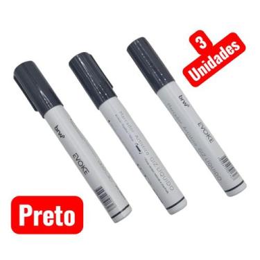 Imagem de Giz Líquido Marcador Evoke 6mm Para Vidro E Lousa 3 Un Preto - BRW