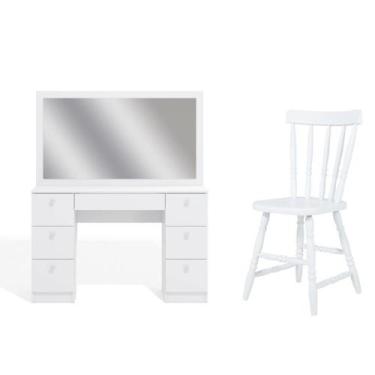 Imagem de Penteadeira Ditália 7 Gavetas Com Cadeira Pe-80 Branco - DITÁLIA MÓVEI