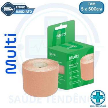 Imagem de Bandagem Elastica Adesiva 5m x 5cm Bege Multilaser Fisioterapia e Espo